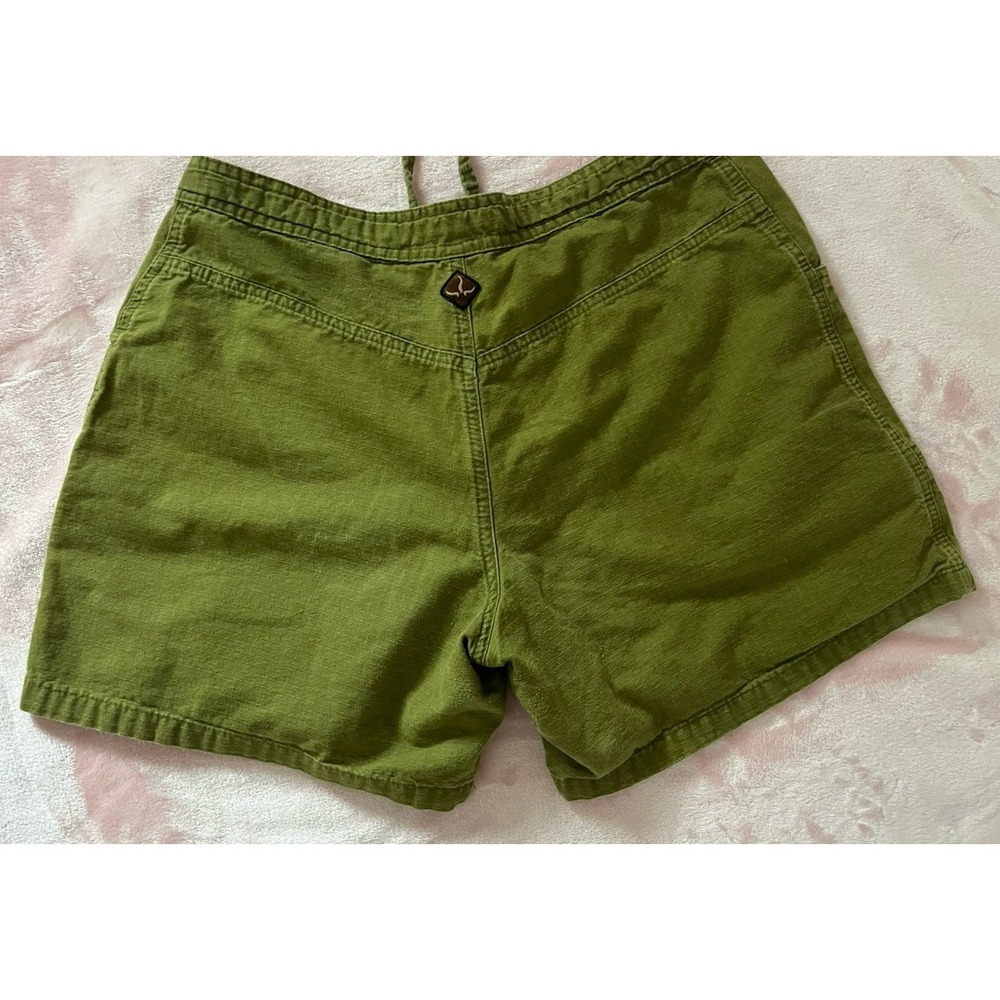 prAna Shorts VTG Cargo Sz Med Women Green Outdoor Hiking Adjustable Seersucker - Picture 2 of 6
